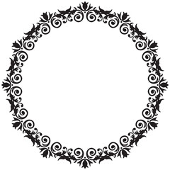 イラスト素材: レトロ、アンティーク、ビンテージのフレーム。ゴージャスな飾り罫オーナメント　モノクロ