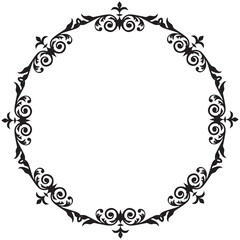 イラスト素材: レトロ、アンティーク、ビンテージのフレーム。ゴージャスな飾り罫オーナメント　モノクロ