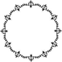 イラスト素材: レトロ、アンティーク、ビンテージのフレーム。ゴージャスな飾り罫オーナメント　モノクロ