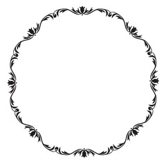 イラスト素材: レトロ、アンティーク、ビンテージのフレーム。ゴージャスな飾り罫オーナメント　モノクロ
