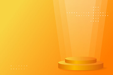 Sale Realistic Podium Banner orange background vector illustration