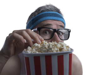 PNG file no background Funny guy watching horror movies
