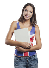 Smiling girl holding a book