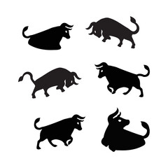 Bull animal logo template design . icon logo . silhouette logo 