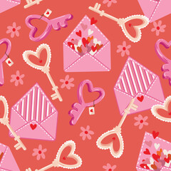 Valentine Heart , Love , Romantic sign Seamless pattern illustration Vector