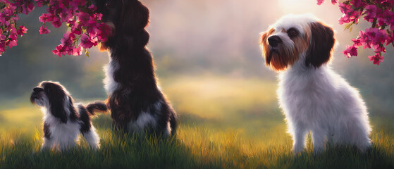 Obraz premium Artistic digital painting of a cute dog, wallpaper