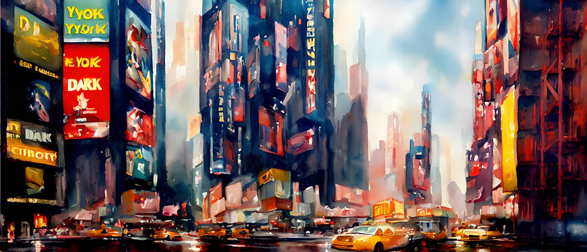 Artistic painting of New York city, wallpaper