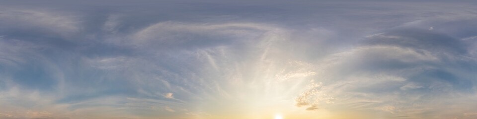Fototapeta na wymiar Blue summer sky panorama with light Cirrus clouds. Hdr seamless