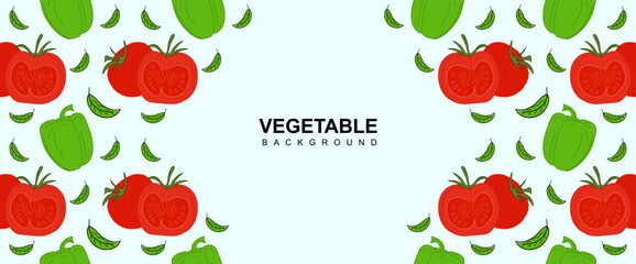 Tomatoes and Bell Pepper background. Bell Pepper and Tomatoes background with space for text. Vegetable, product on the agricultural market in blue background. vector illustration eps10