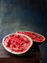 fresh fruit watermelon on a wooden table