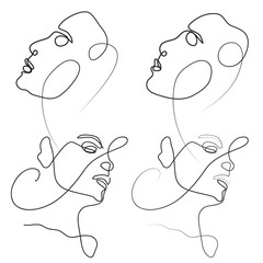 Hand-drawn female line-drawing Images illustration collection