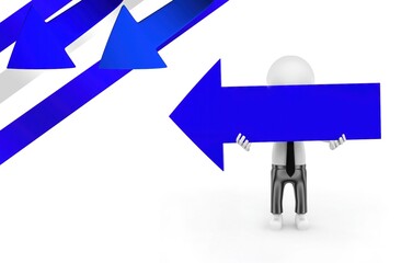 3d man holding arrow in hands concept