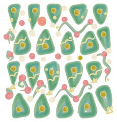 triangles, lines, wavy, circles watercolor textured vector set