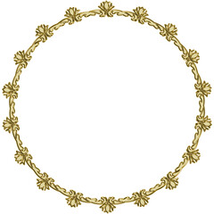 イラスト素材: アンティーク、ビンテージのゴールドメタリックのフレーム。飾り罫オーナメント