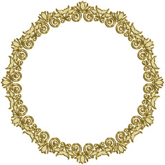 イラスト素材: アンティーク、ビンテージのゴールドメタリックのフレーム。飾り罫オーナメント