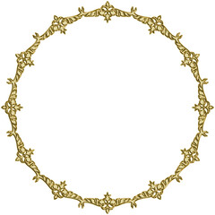 イラスト素材: アンティーク、ビンテージのゴールドメタリックのフレーム。飾り罫オーナメント