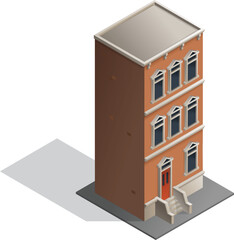 Isometric old apartment building illustration