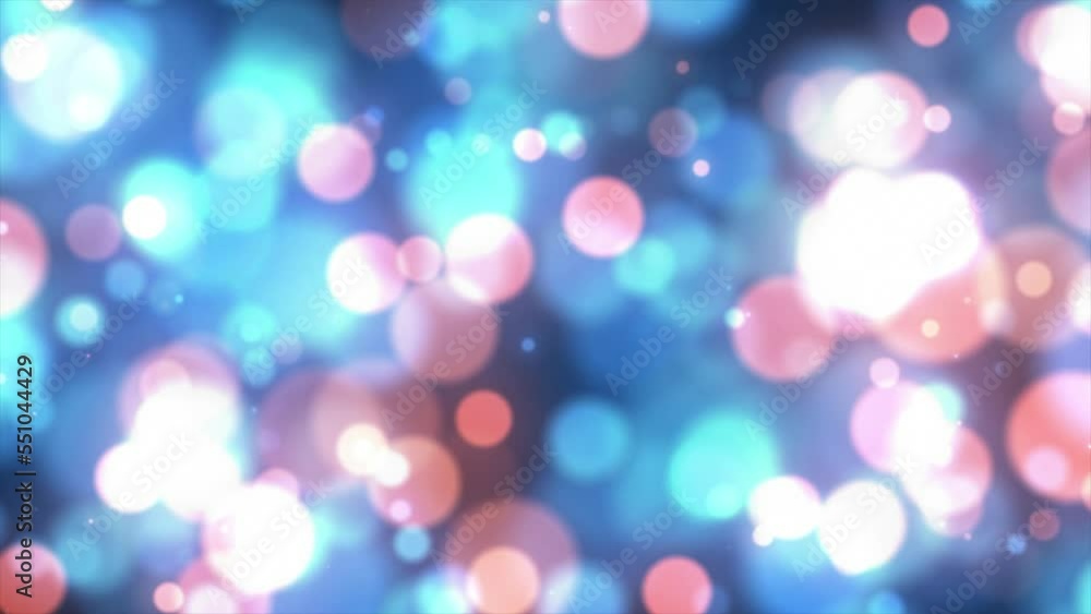Poster abstract motion background bright blue and orange bokeh particles loop animated video 2023 new year.