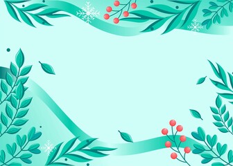 Naklejka premium winter green leaf illustration layout background wallpaper, banner