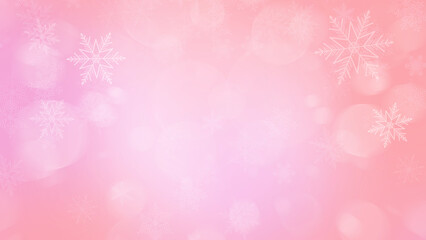 Pink christmas background with snowflakes retro color