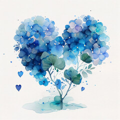 Fototapeta na wymiar bouquet of blue flowers, watercolor painting