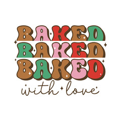 Merry Christmas retro baking quotes. Vector illustration.