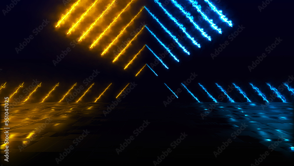 Poster abstract colorful background with bright neon rays and glowing lines. abstract tech futuristic backg