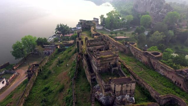 An Aerial Shot of Gwalior Fort at Gwalior, Madhya Pradesh, India