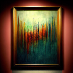 Spectacular artwork in artistic frame under dim light. Artworks in the museum