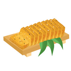 tamagoyaki with green shiso and white sesame and black sesame