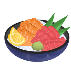 toro salmon sashimi and otoro sashimi and wasabi, Japanese food