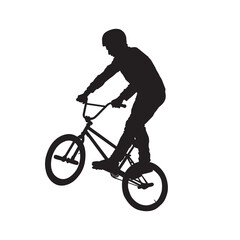 Fototapeta na wymiar BMX cyclist male vector silhouette.