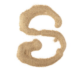 Sand alphabet letter S, isolated on white, clipping path