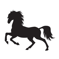 Black silhouette of horse. Vector wild animal illustration.