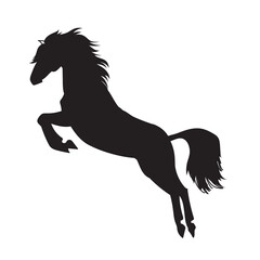 Fototapeta na wymiar Black silhouette of horse. Vector wild animal illustration.