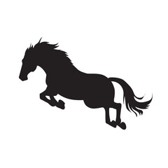 Fototapeta na wymiar Black silhouette of horse. Vector wild animal illustration.