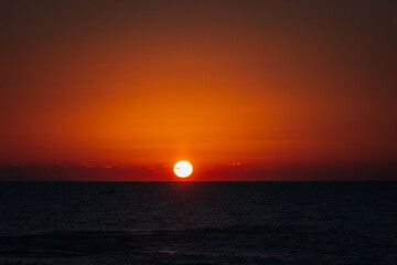 Red sunset over the sea in Latvia