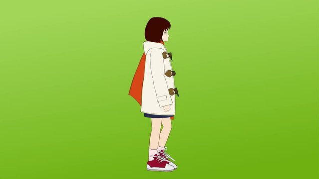 Cartoon girl walking 2d animation background and 4k resolution, girl, cartoon female 