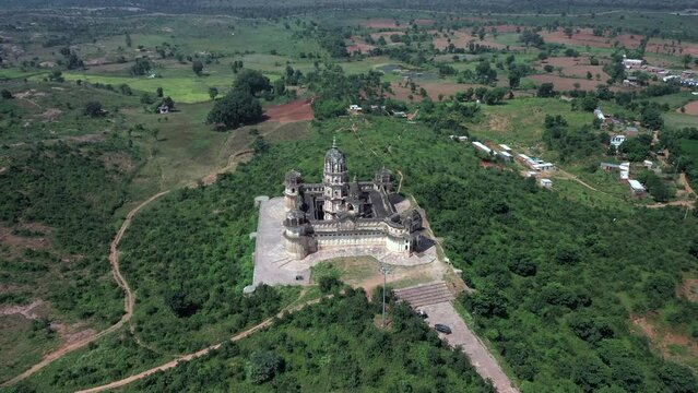 An Aerial Shot of Lakshmi Narayan Temple at Orchha, Madhya Pradesh, India