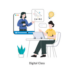 Digital Class flat style design vector illustration. stock illustration