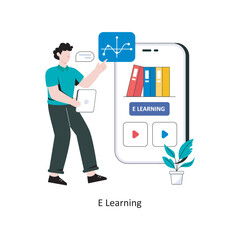 E Learning flat style design vector illustration. stock illustration