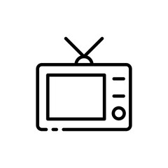Old tv line icon. Movie, watch, series, play button, cinema, video host, entertainment, pause, player, view, screen. Film concept. Vector line icon on white background