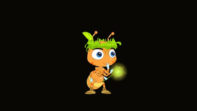 Cartoon character magic concept, bug, insect 2d animation background and 4k resolution