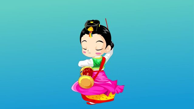 chinese cartoon girl 2d animation background and 4k resolution