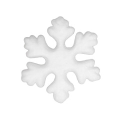 White snowflake on a white background. New Year's and Christmas decoration. Wintertime. Clipping path. Png format.