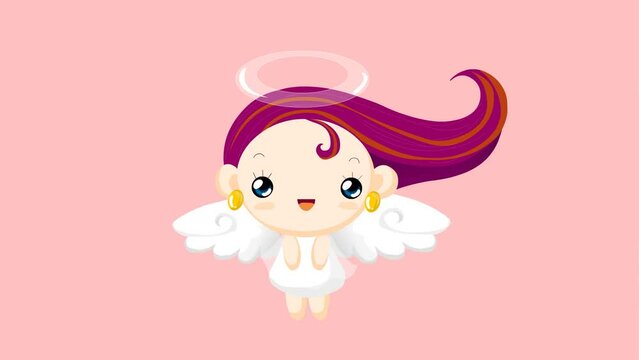 Cartoon fairytale flying 2d animation background and 4k resolution, animated fairy girl