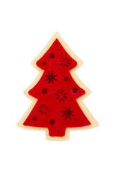 Christmas decoration of a red Christmas tree on a white background. New Year's decoration. Png format.