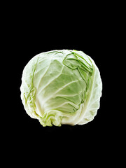 cabbage isolated on black background 