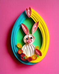 Rabbit made of paper and cardboard.Quilling