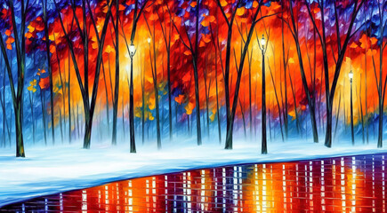 Obraz na płótnie Canvas Winter landscape in the park